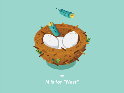 N is for "Nest" eggs nest personal vector