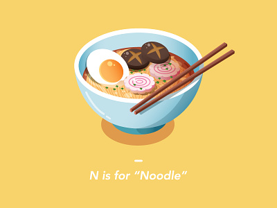 N is for "Noodle" asian food isometric noodle vector
