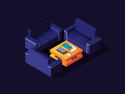 Room couch isometric room table vector