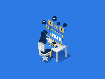 Calling business call calling chat isometric office people service vector