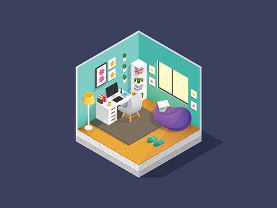 House Office house isometric office place places room vector