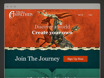 Tales of Amalthea amalthea creature design css design e learning fantasy html mobile photoshop responsive web web app