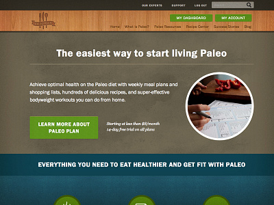 Paleo Plan Landing Page css design diet health homepage html landing page mobile paleo responsive web