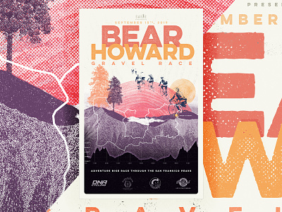 Bear Howard Gravel Race Poster cycling event gravel bike race mountains poster texture trail type