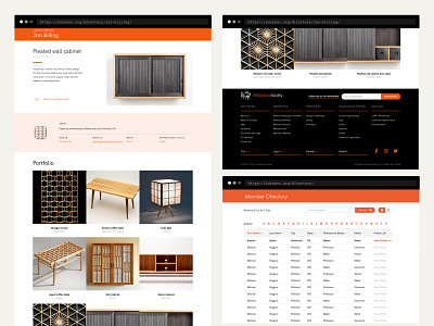 The Furniture Society - Member Profile and Directory directory filters furniture website minimal profile web design