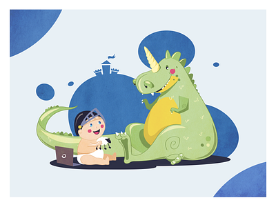 Dragon baby boy cute dragon girl graphic illustration illustrator knight princess print