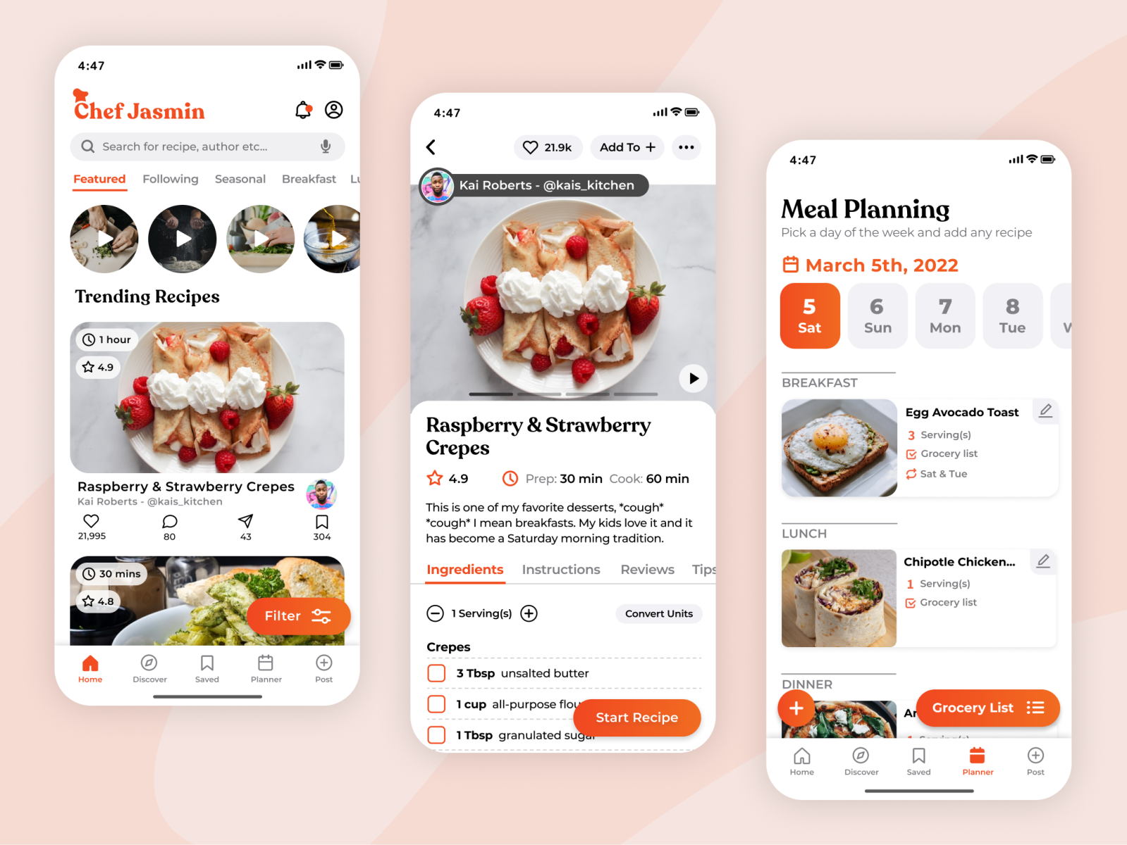 Recipe Mobile App by Kassidy Sutton on Dribbble