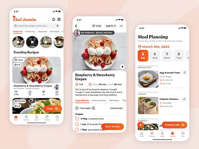 Recipe Mobile App design food food app foodapp graphic design high quality design recipe recipe app recipeapp ui ui design ux design uxdesign