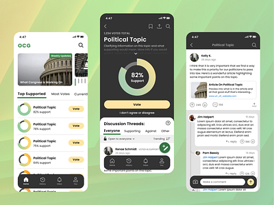 Our Common Ground Polling App UI/UX Design aesthetic beautiful figma high quality ui high quality ux political app polling polling app polling ui pollingapp product designer ui ui design uidesign ux design ux designer web design