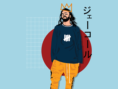 King Cole fanart illustration j.cole japanese portrait streetwear vector vector art