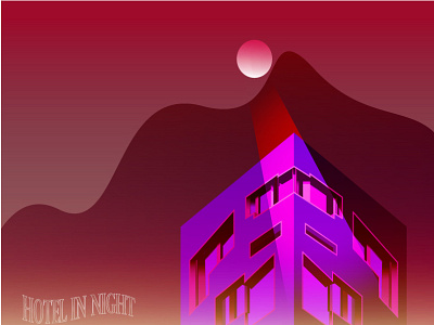 hotel in night branding buiding clean colorful design graphic design horror illustration illustrator logo moon night vector