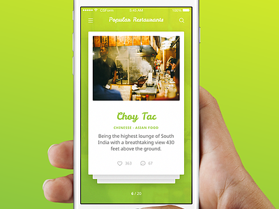 Organic Food UI Kit - Popular Restaurants android cards food green ios organic restaurant ui ui kit ux