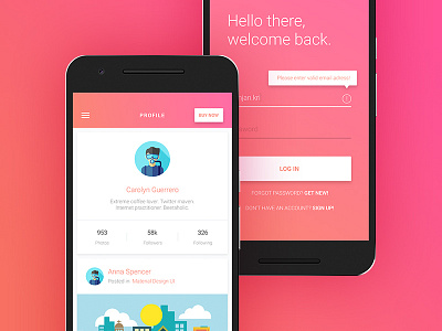 Material Design - profile & login screens