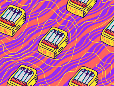 Sardines Pattern illustration pattern psychedelic red yellow