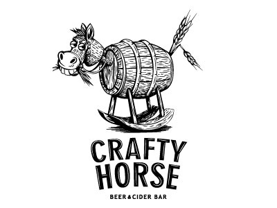 Crafty Horse bar barrel beer character craft hip horse wooden horse