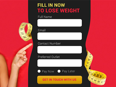 Weight Loss Form diet form kg kilograms lead capture form meter waist meter weight loss