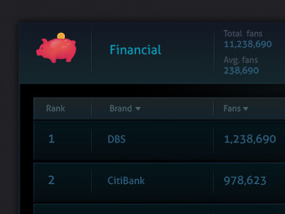 Webtoydark blue dark ui dashboard piggybank rank ui