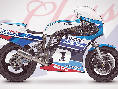 Suzuki XR69 - Team Classic Suzuki classic custom illustration linework motorbike motorcycle photoshop race superbike suzuki tt xr69