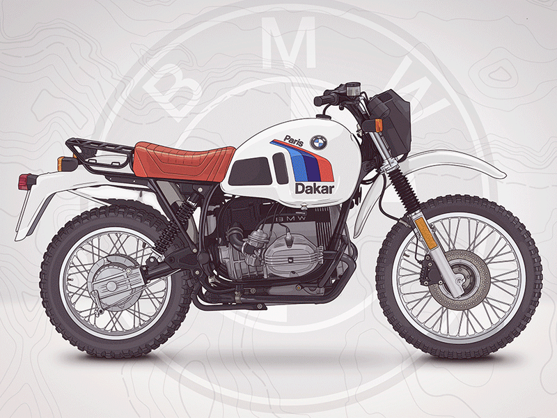 BMW R 80GS bike bmw cross dakar desert illustration linework motorcycle paris r80gs race rally