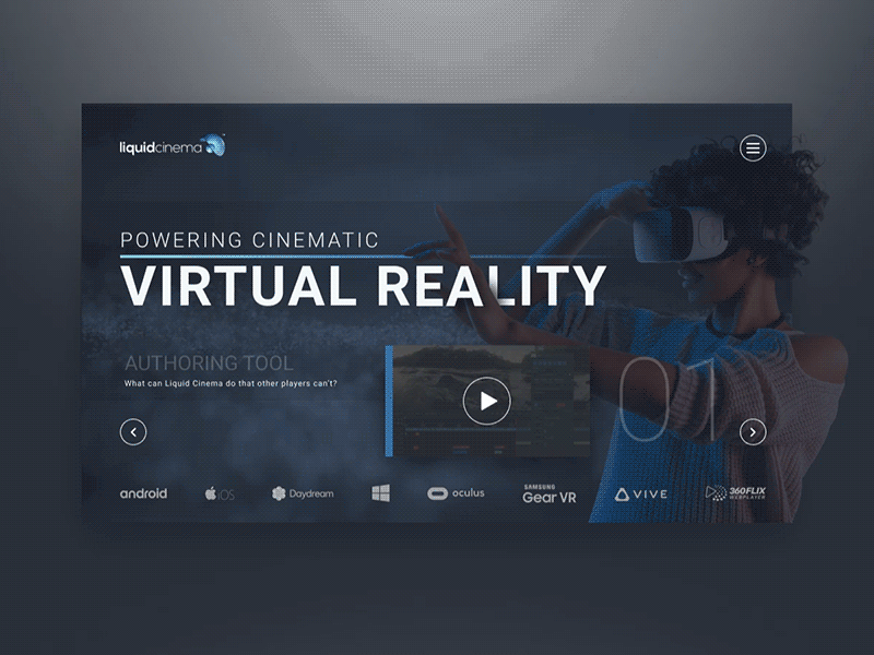 Liquid Cinema UI visual webdesign figmapp figma software editor vrtool authoring interface design interface ux design ui ux ui