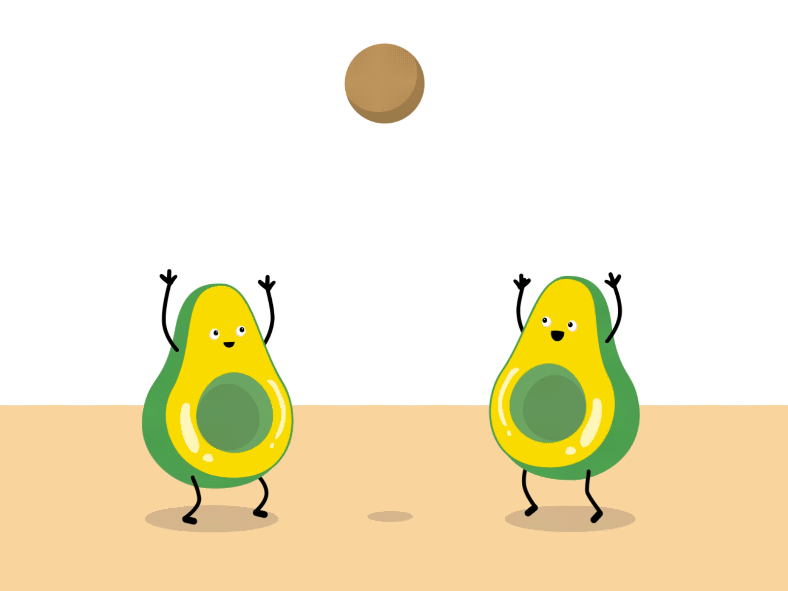 Always keep your avocado game strong! 2d aftereffects animated gif animation avocado ball cute game green halves pair slowmotion team logo
