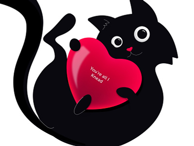 You're all I Knead blackcat cat cute heart love weekly warm up