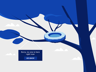 404 page - Empty Nest 2d 404 blue eagle error flat go back grey illustration nest sign sky tree