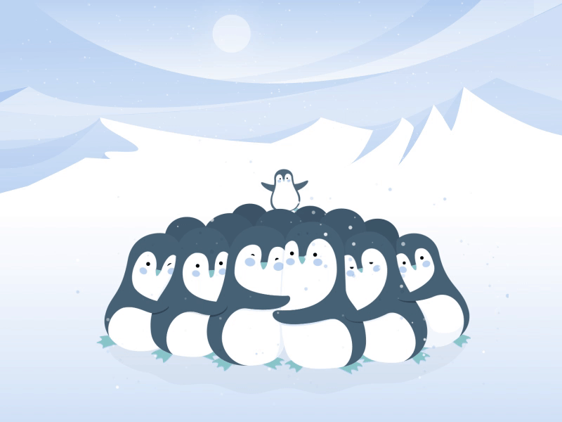 Winter Hugs aftere aftereffects animated gif animation antarctica awkward bird character animation cold cute freezing hugs landscape lundscape penguins winter