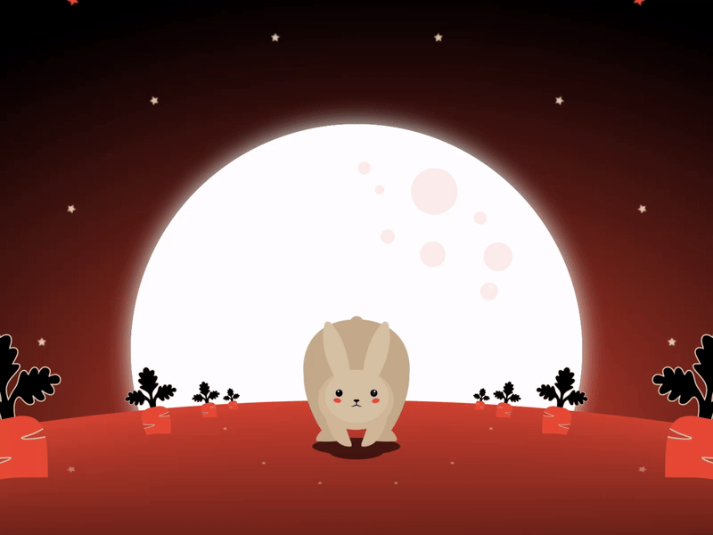 Year of the Rabbit 2023 aftereffects animated gif animation bunny carrots chinese horoscope infinite jump lunar new year moon motion graphics rabbit run cycle stars
