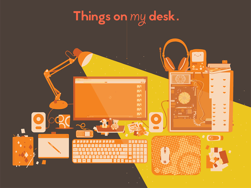 Things on my desk gif hello illustration infographic stuff