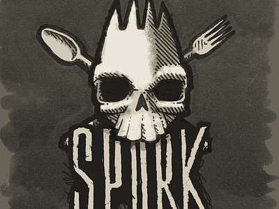 SPORK black doodle gray illustration metal spork