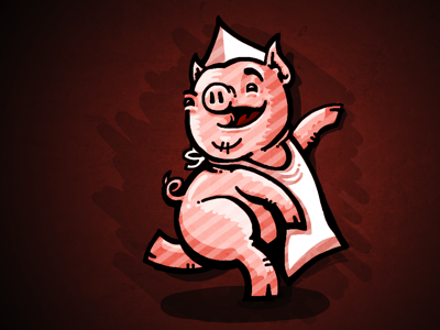 Run Piggy Run butcher illustration ipad pig
