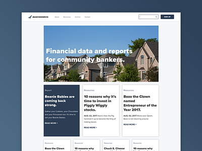 Banconomics Homepage and Logo Design community banking design finance logo logo design proxima nova ui user interface web design