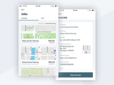 Find Available Jobs design ios legal map mobile on demand runner ui user experience user interface ux