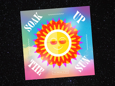 Soak Up the Sun groovy illustration retro solar solstice summer sun vector vibes