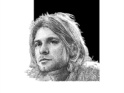 Kurt Cobain Hedcut Illustration graphic design grunge headshot hedcut illustration journal kurt cobain music nirvana wsj