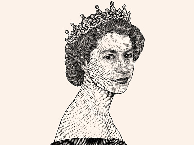 Queen Elizabeth II Hedcut Journal Headshot Illustration british england english hedcut illustration journal london queen queen elizabeth uk vintage