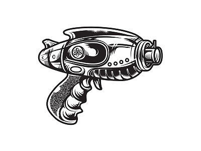 Raygun apparel graphic gun illustration logo pistol raygun retro space tee design tshirt design vector art vector graphic vintage weapon