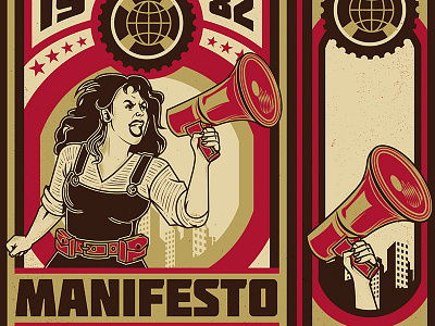 Manifesto Propaganda illustration labor day logo microstock movement propaganda vector vintage worker