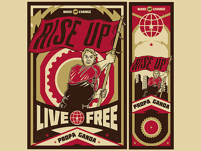 Rise Up Propaganda illustration labor day logo microstock movement propaganda vector vintage worker