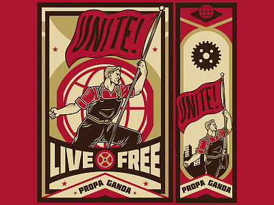 Unite Propaganda illustration labor day logo microstock movement propaganda vector vintage worker