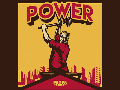 Power Propaganda illustration labor day logo microstock movement propaganda vector vintage worker