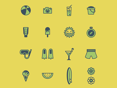 Summer Icons beach holiday icon logo microstock recreation retro summer tourism vintage