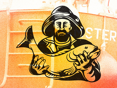 Fisherman Logowork brand drawing fisherman logo microstock retro vintage