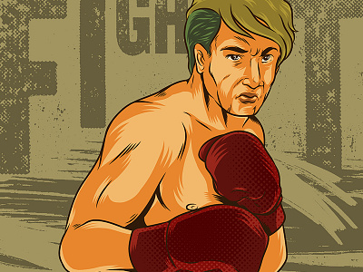 Pugilist Illustration boxer boxing championship comis fight inking vector