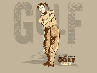 Vintage Golf Player Illustration