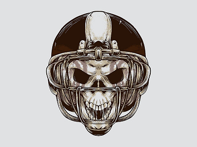 Vintage American Football Skull Illustration