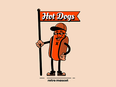 Retro Hotdog Mascot Concept Illustration fastfood hotdog illustration mascot mascot logo microstock retro summer summer food vector vector graphic vintage