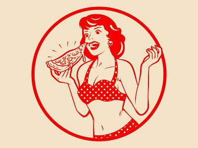 Rumours SG Pizza Girl illustration logo pizza pizza logo retro vector graphic vintage