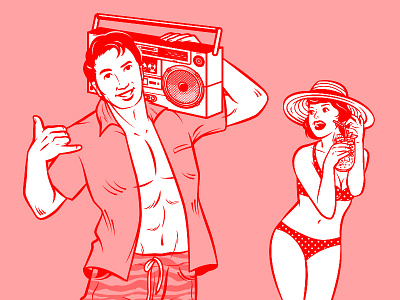 Rumours SG Retro Illustration boombox branding cocktail illustration retro vector vector graphic vintage